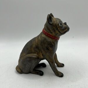 Cast Iron Bulldog Boxer Terrier Dog Coin Bank Collectible Art Antique VTG Small